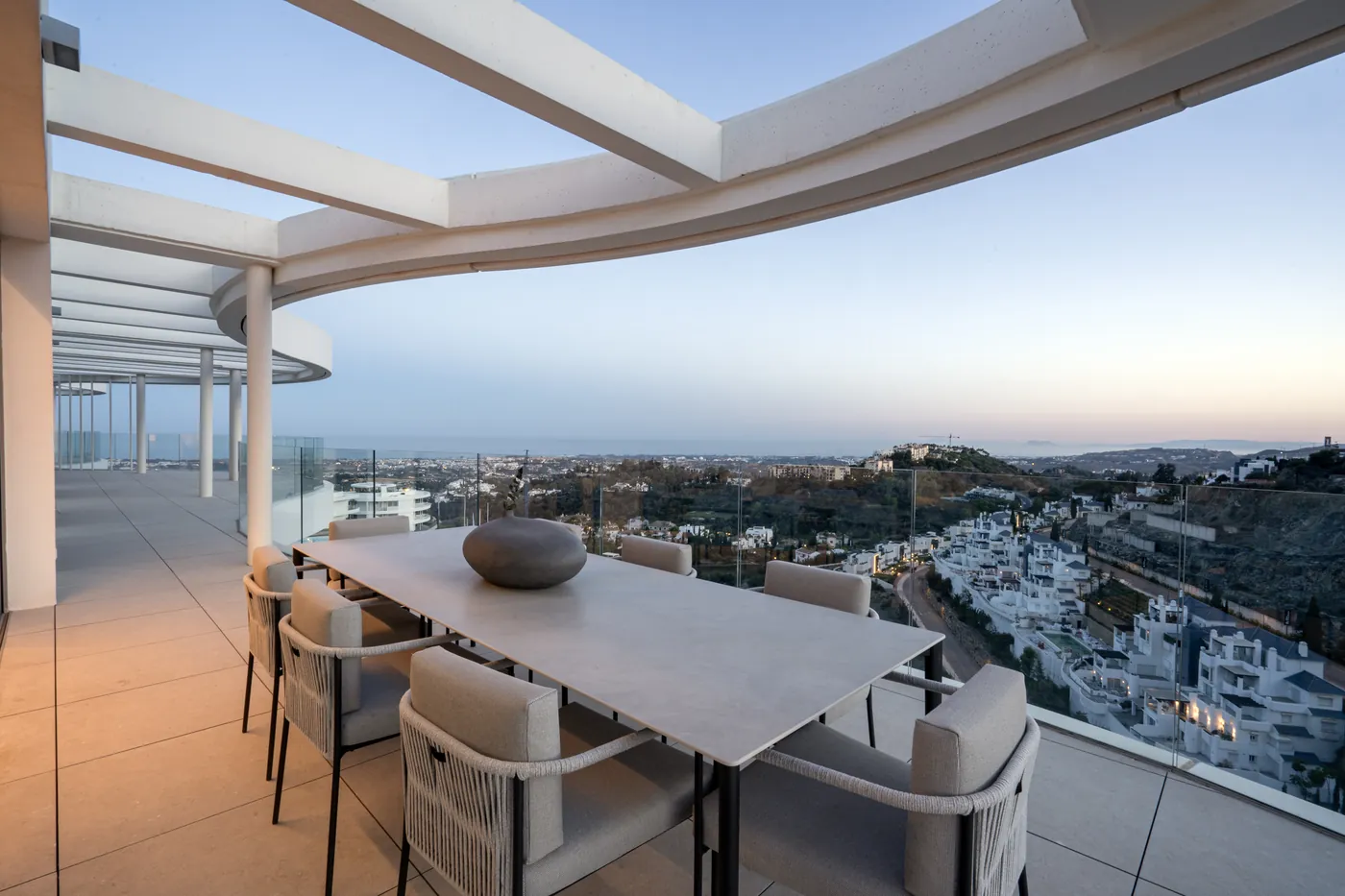Photo: show flat terrace with sea view. Sea-view apartments and penthouses above the Golf Valley, La Quinta