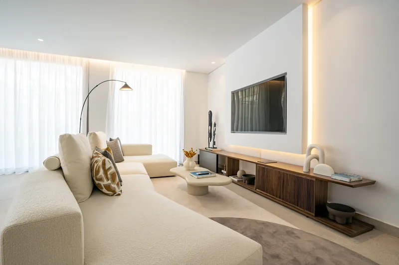 Photo: penthouse living room with the lounge furniture included in the offer. 4-bedroom penthouse